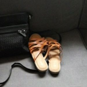 I am selling tan sandals and chanel black purse